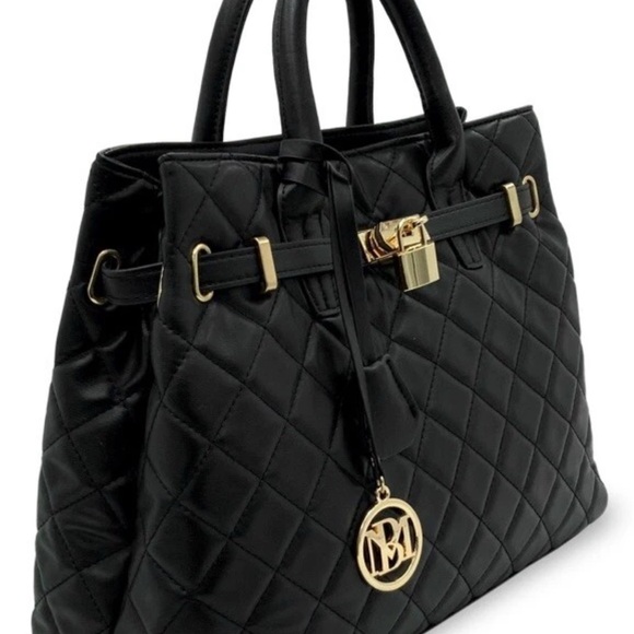 Badgley Mischka Large Quilted Black Tote with Front Lock - NWT - Picture 4 of 7